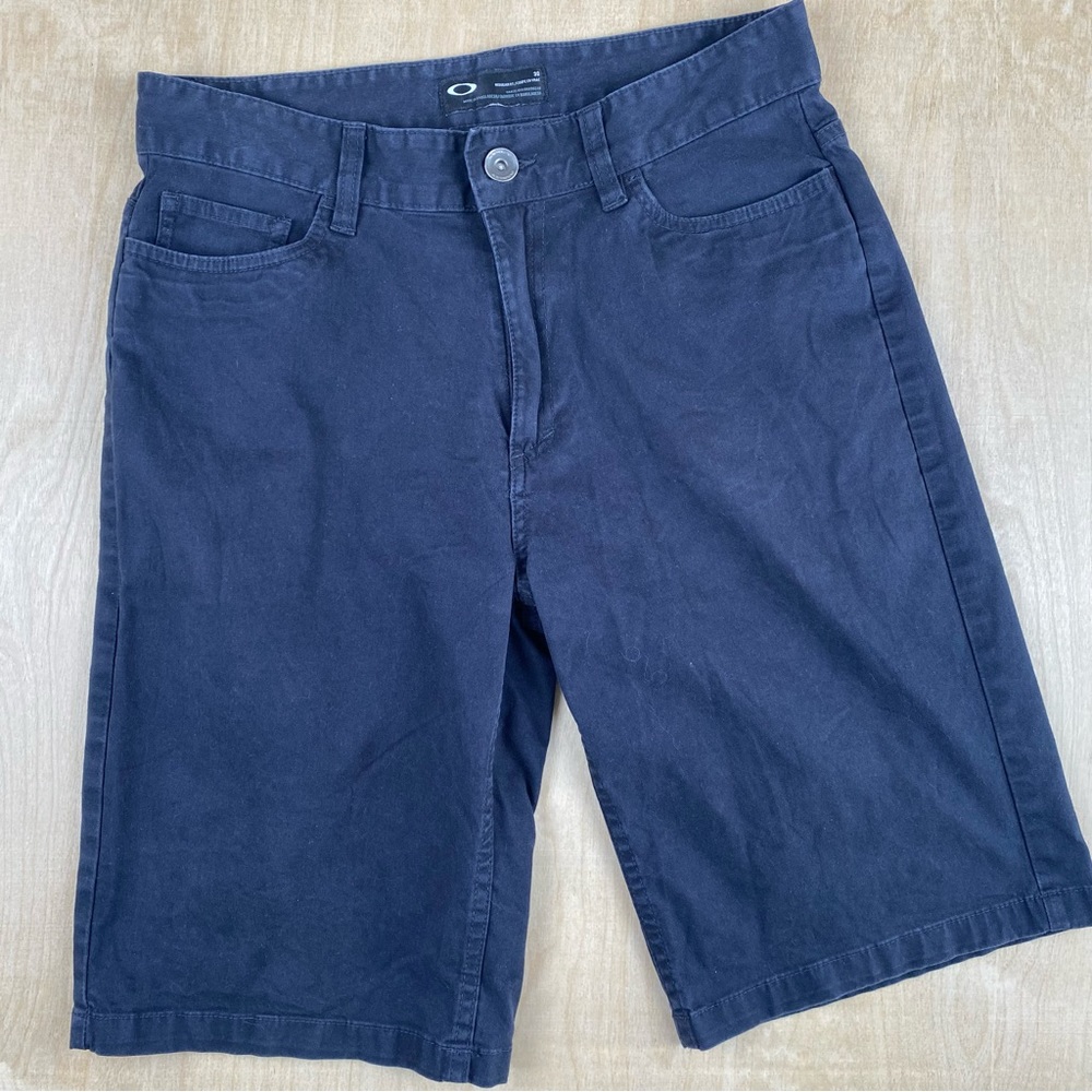 Oakley Mens Sz 30 Chino Flat Front Stretch Casual Shorts Black